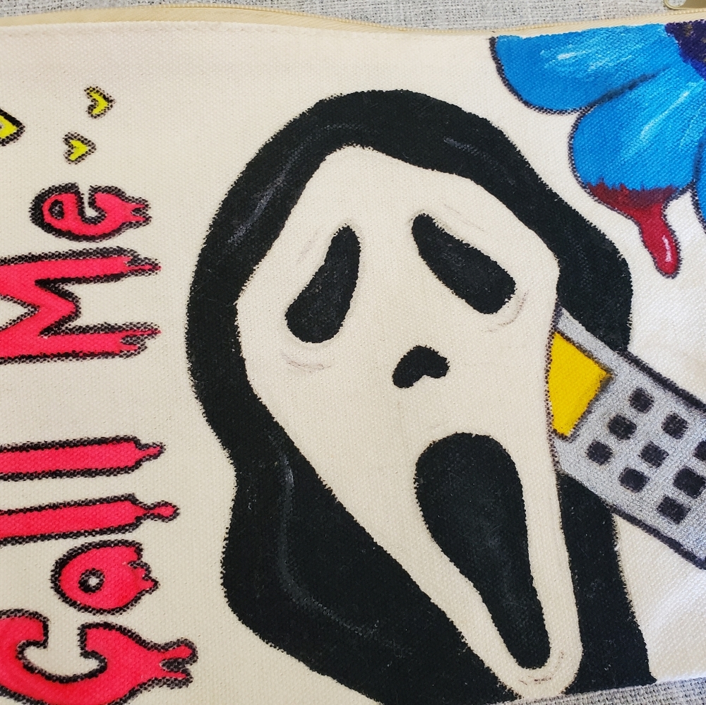 Handpainted scream cosmetic bag